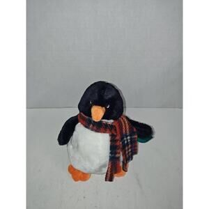 Russ Berrie CHATTERS Penguin with Tartan Scarf Super Soft Plush Cuddly Toy Rare